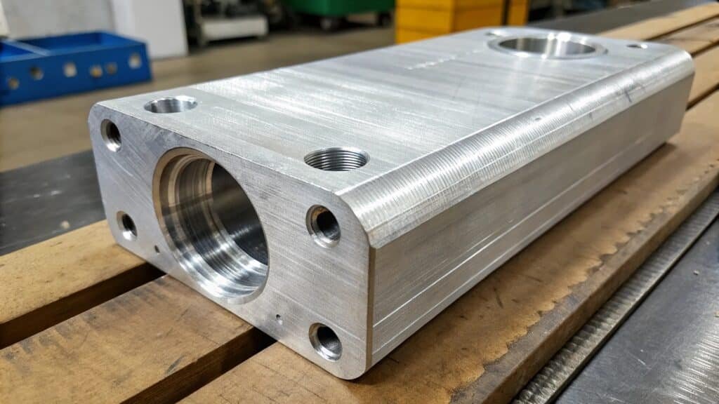 A high-performance forged 7075 aluminum suspension component for a race car.